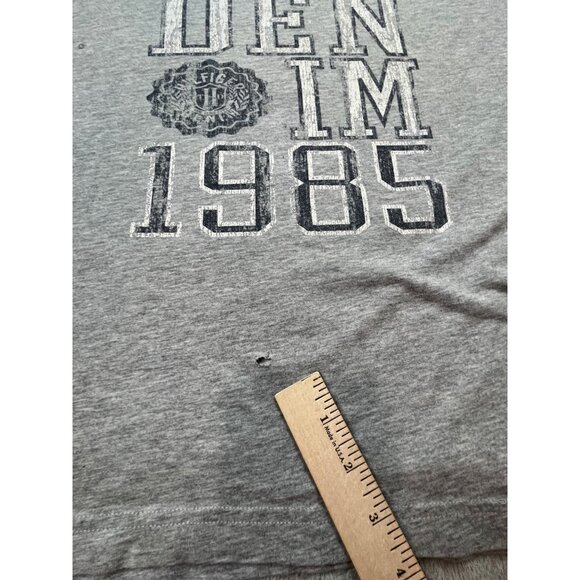 Tommy Hilfiger Denim 1985 Spell Out Shirt Mens XL Gray Made 9/11 Thrashed Preppy - Picture 7 of 13